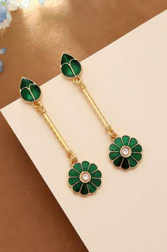 Green color meenakari earrings