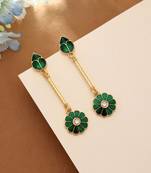 green meenakari stone alloy drop earrings