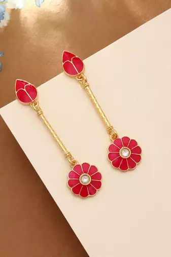 Rani color meenakari earrings
