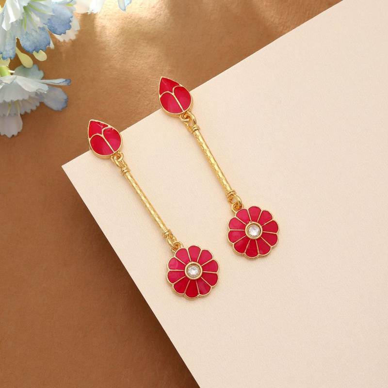 Rani color meenakari earrings