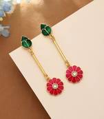 rani green alloy earrings with stone designer work