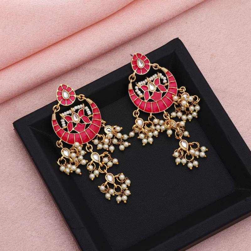 Rani color meenakari earrings