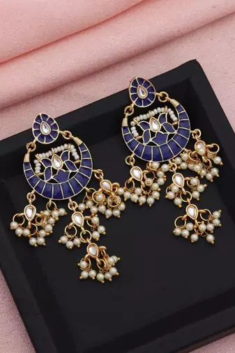 Blue color meenakari earrings