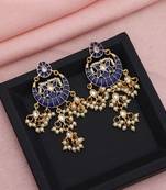 blue alloy earrings with stone designer meenakari work