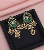 green alloy earrings with meenakari stone designer work
