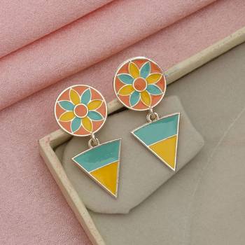 multicolor alloy earrings with enamel floral meenakari work 2
