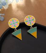 multicolor alloy earrings with enamel floral geometric work