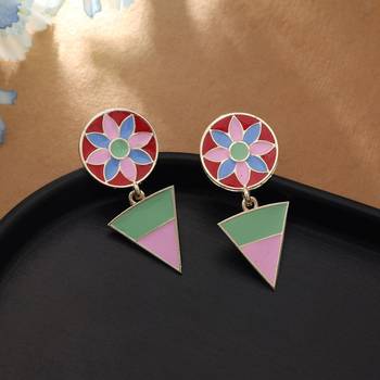 multicolor alloy earrings with gold plated metallic work 1