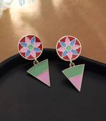 multicolor alloy earrings with gold plated metallic work