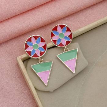 multicolor alloy earrings with gold plated metallic work 2