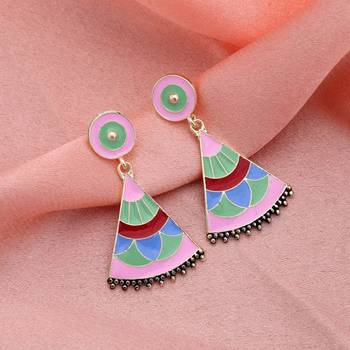 multicolor alloy earrings with designer metallic drop work 1
