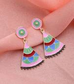 multicolor alloy earrings with designer metallic drop work