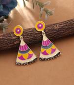 multicolor alloy earrings with meenakari metallic work