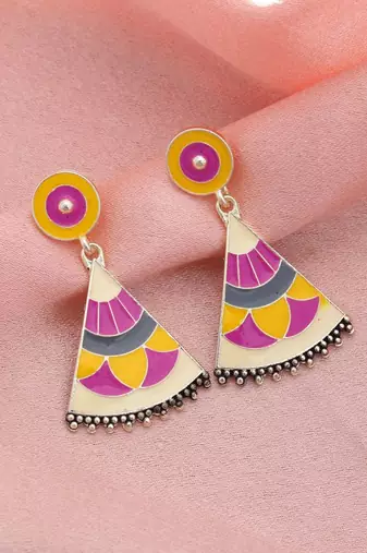 multicolor alloy earrings with meenakari metallic work