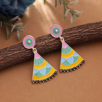 multicolor alloy earrings with meenakari dangle work 1