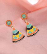 multicolor alloy earrings with meenakari orange dangle work