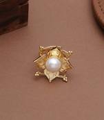 white alloy ring with pearl lotus floral work