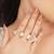 white brass ring with pearl geometric triangle work