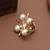 white brass ring with pearl geometric grid work