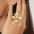 white brass ring with pearl geometric grid work