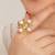 white brass ring with pearl geometric grid work