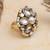 white alloy ring with kundan pearl bloom design