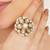 white alloy ring with kundan pearl bloom design