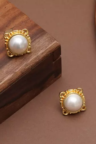 white brass studs with pearl frame design