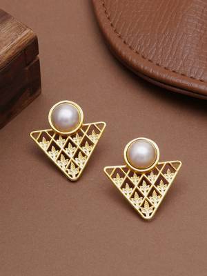 white brass studs with pearl geometric work 1