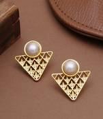 white brass studs with pearl geometric work