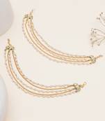gold alloy hair chain with kundan pearl layer work