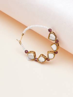 purple alloy nose ring with kundan work design 1
