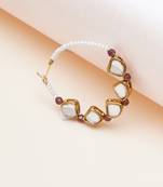 purple alloy nose ring with kundan work design