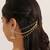 gold alloy hair chain with kundan pearl layered work