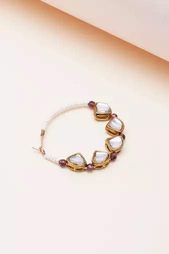 purple alloy nose ring with kundan work design
