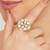 white alloy ring with kundan pearl floral work