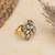 white alloy ring with kundan pearl floral work