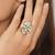white alloy ring with kundan pearl floral work