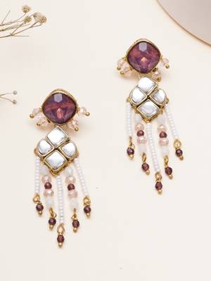 purple alloy earrings with kundan pearl work design 3