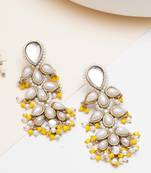white alloy earrings with pearl tiered chandelier work