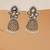 white alloy jhumki with kundan pearl floral work