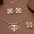 gold brass necklace set with pearl crescent design