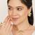 gold brass necklace set with pearl crescent design