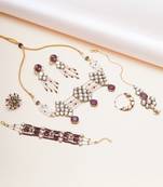 purple alloy necklace set with kundan bridal work