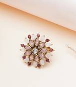 blush alloy ring with kundan floral design