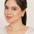 golden brass necklace set with pearl halo work