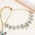aqua blue alloy necklace with kundan floral work