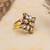 gold alloy ring with kundan pearl floral work