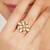 gold alloy ring with kundan pearl floral work