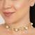 gold alloy necklace with pearl floral link design